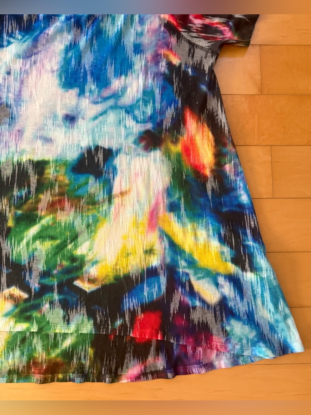 Nally & Millie  Multicolor Abstract Print Scoop Neck Short Sleeve Top - 2X - Picture 5 of 8